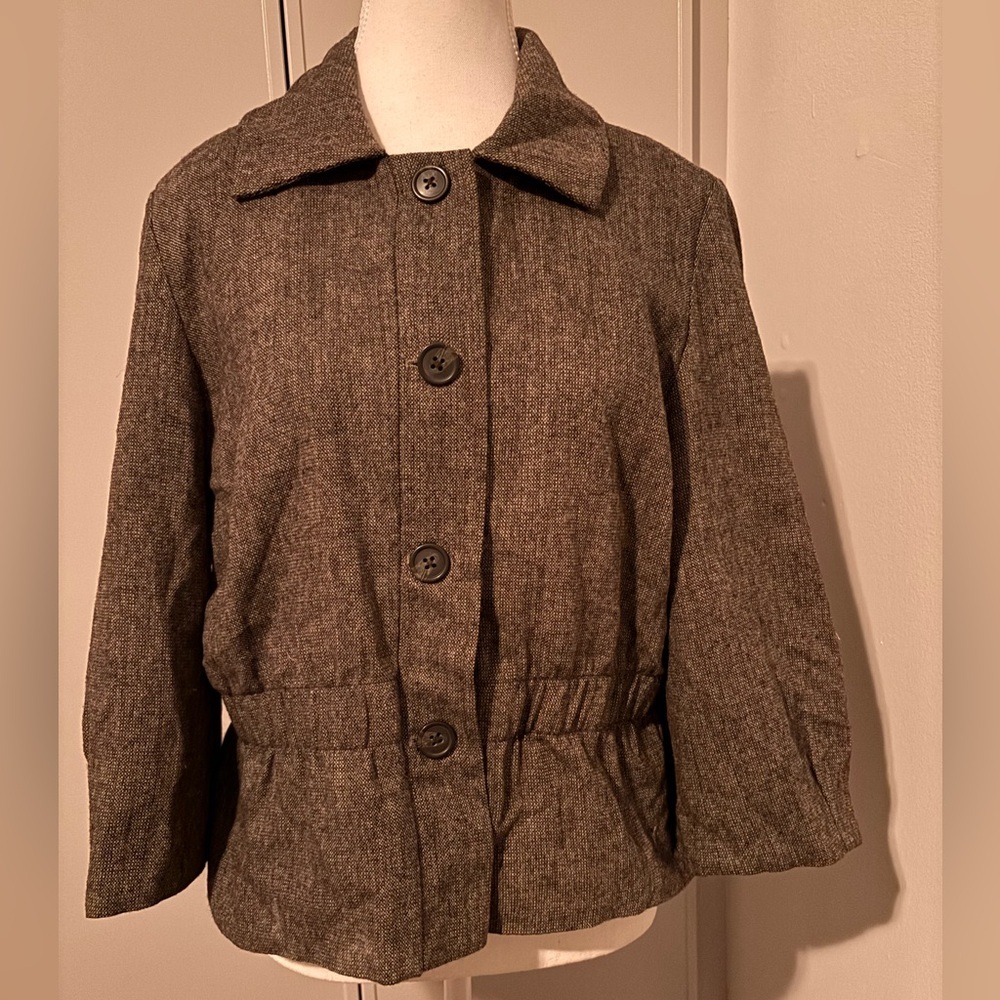 Geoffrey Beene Dark Brown Textured Light Jacket